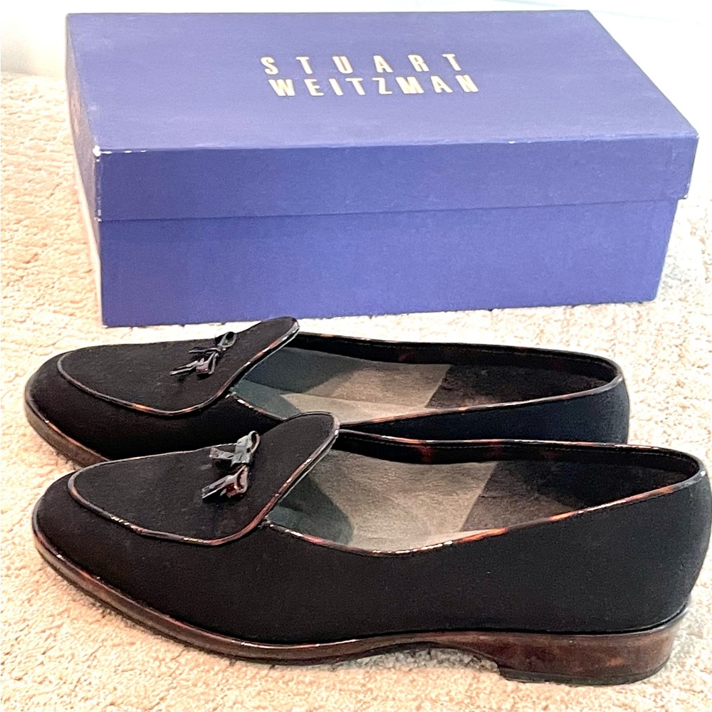 Stuart Weitzman Creampuff CrepeTortoise Shell Black Slip On Loafer Black…